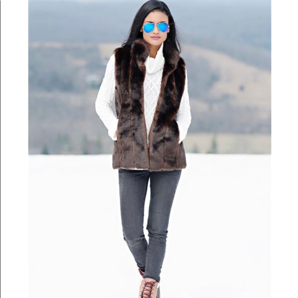 Donna Salyers’ Fabulous Furs Brown Sable Vest Faux Fur XL
